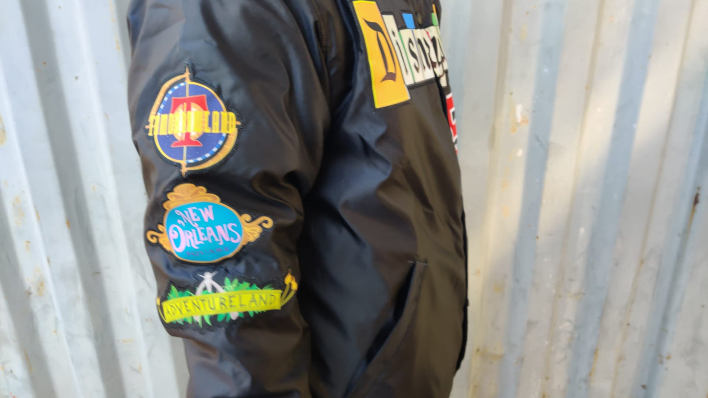 a Disneyland Sign Jacket w/stitched patches.
