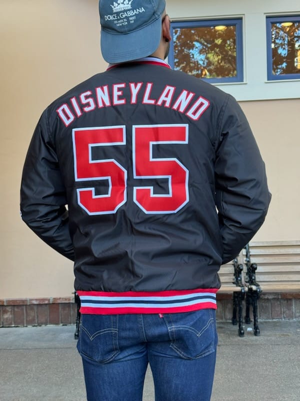 a Disneyland Sign Jacket w/stitched patches.