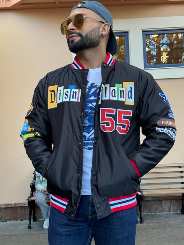 a Disneyland Sign Jacket w/stitched patches.