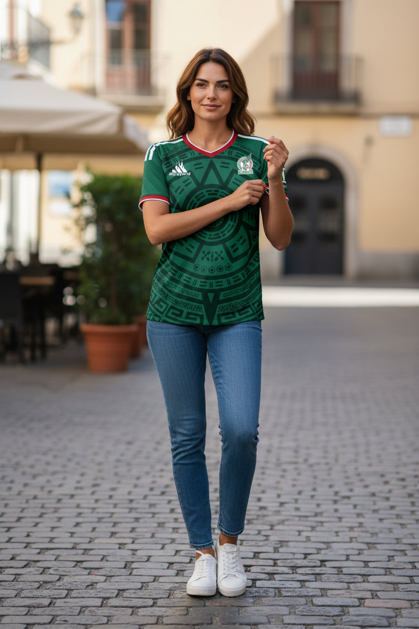 Mexico Soccer Jersey (Green) fitted style