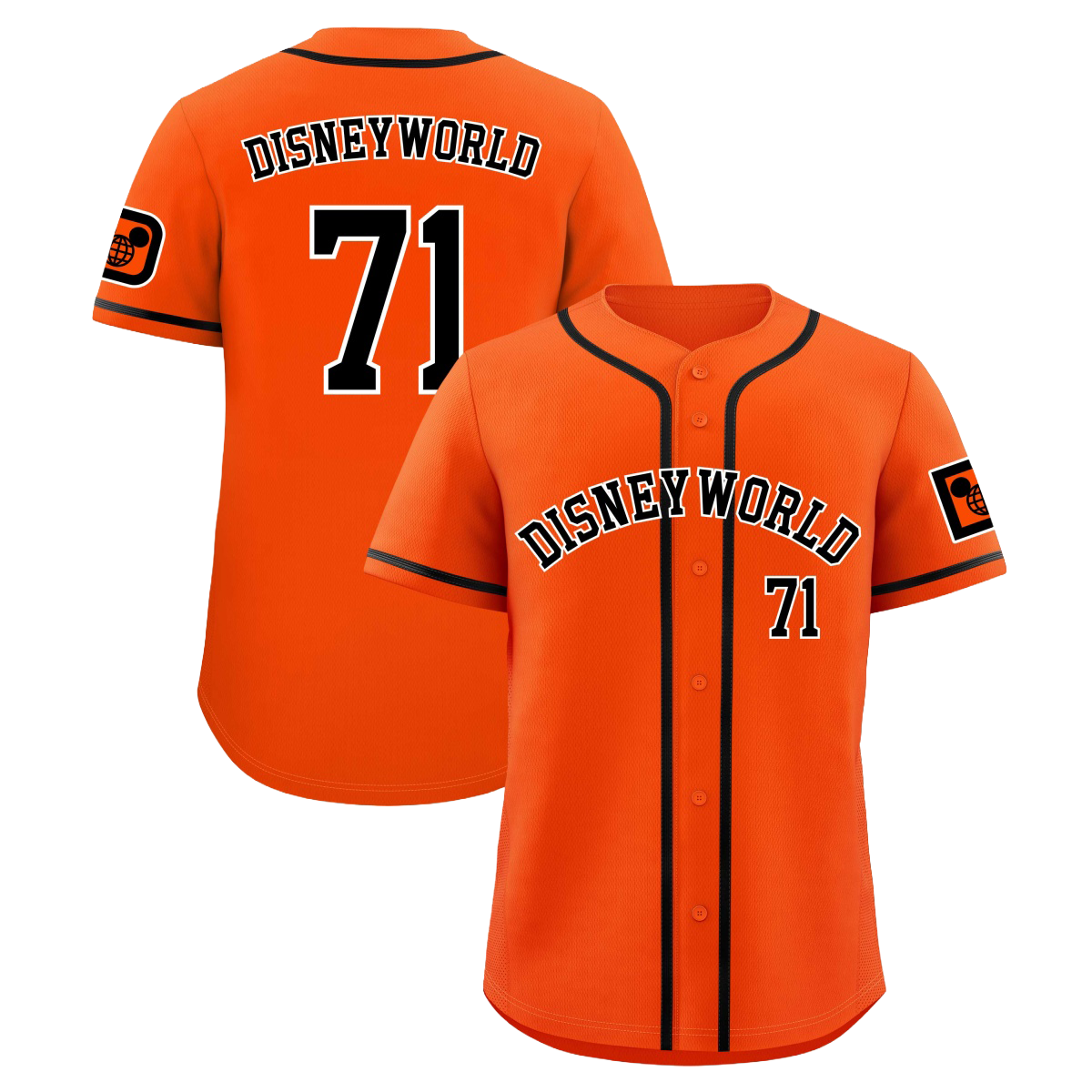 Disney World (Astros Style) Embroidered ORANGE Baseball Jersey