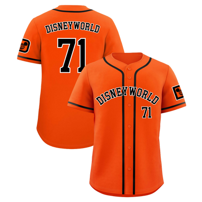 Disney World (Astros Style) Embroidered ORANGE Baseball Jersey