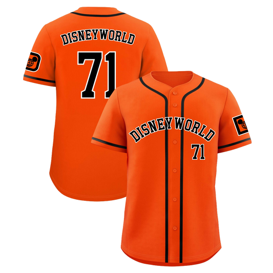 Disney World (Astros Style) Embroidered ORANGE Baseball Jersey