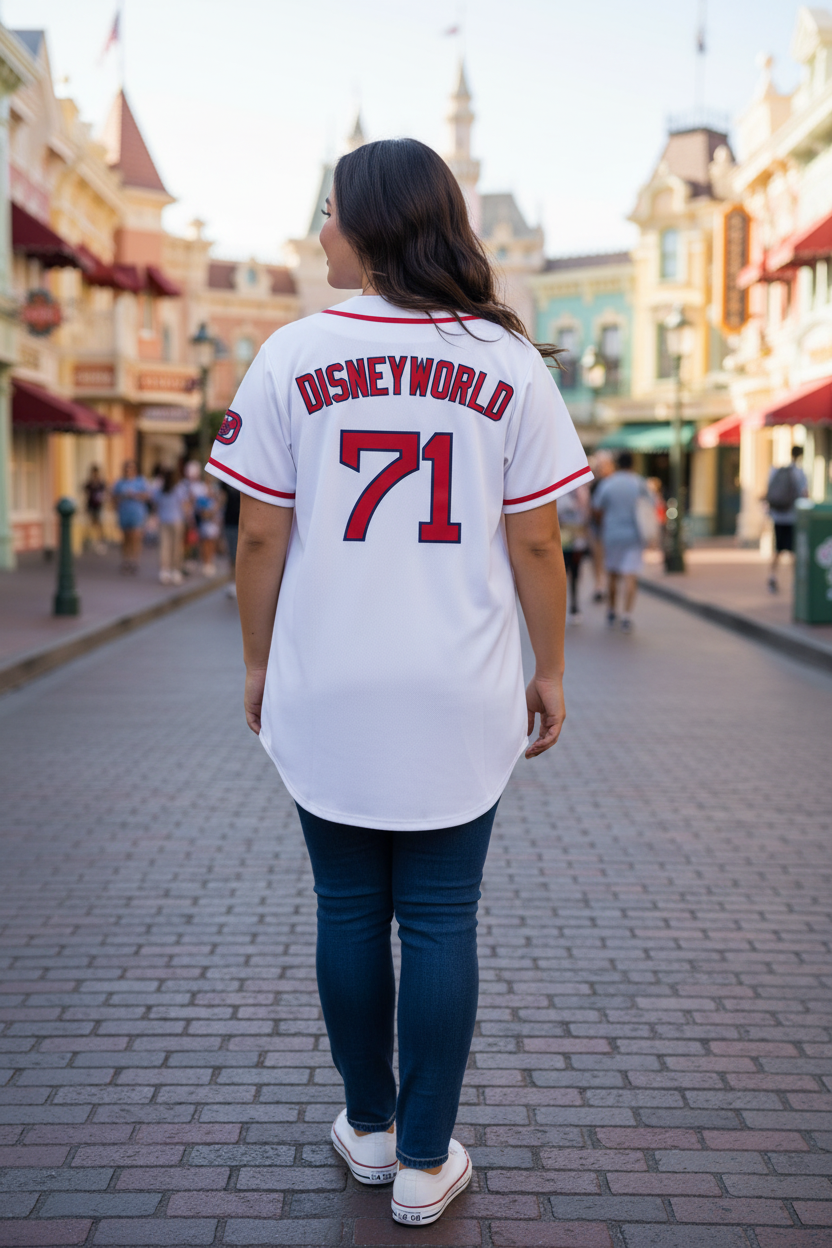 Disney World (Red Sox Style) Embroidered Baseball Jersey