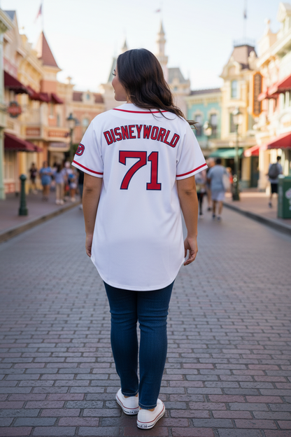 Disney World (Red Sox Style) Embroidered Baseball Jersey