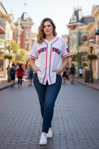 Disney World (Red Sox Style) Embroidered Baseball Jersey