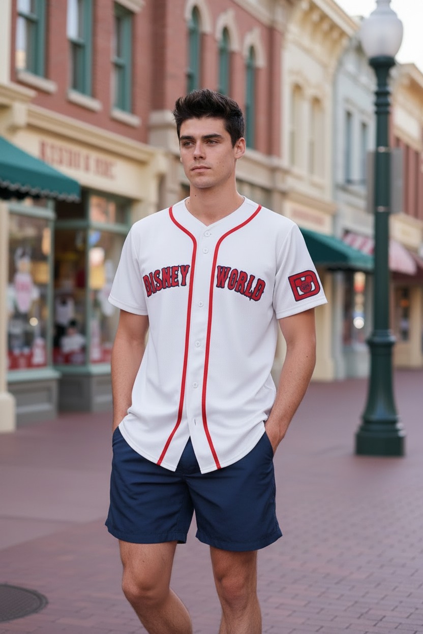 Disney World (Red Sox Style) Embroidered Baseball Jersey