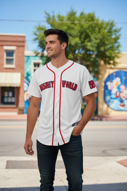 Disney World (Red Sox Style) Embroidered Baseball Jersey