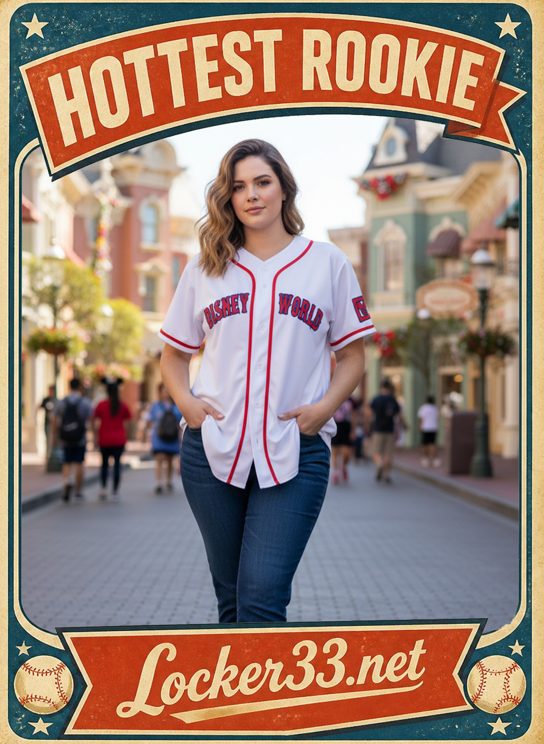 Disney World (Red Sox Style) Embroidered Baseball Jersey