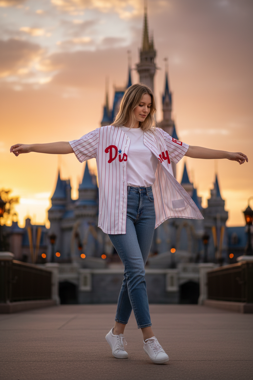 Disney World (Philadelphia Phillies Style) Embroidered Baseball Jersey