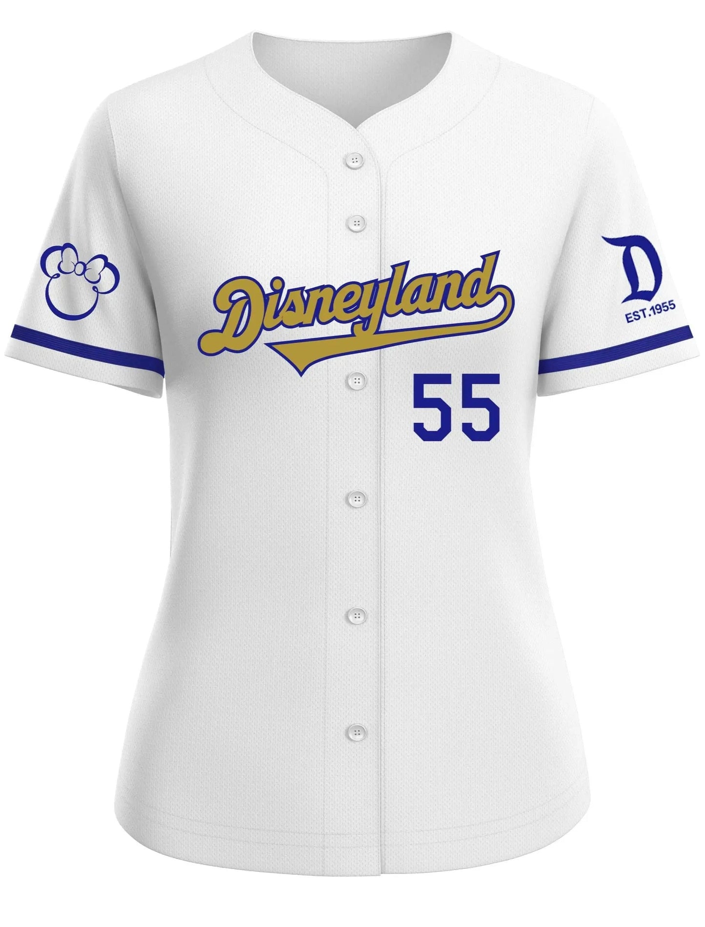 Disneyland White & Gold Baseball Jersey WOMEN'S Limited EDITION (Embroidered)