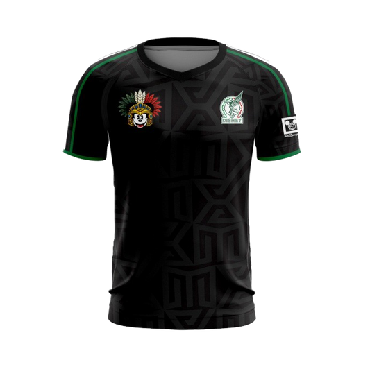 Mexico Soccer Jersey (DW 71 Black) fitted style