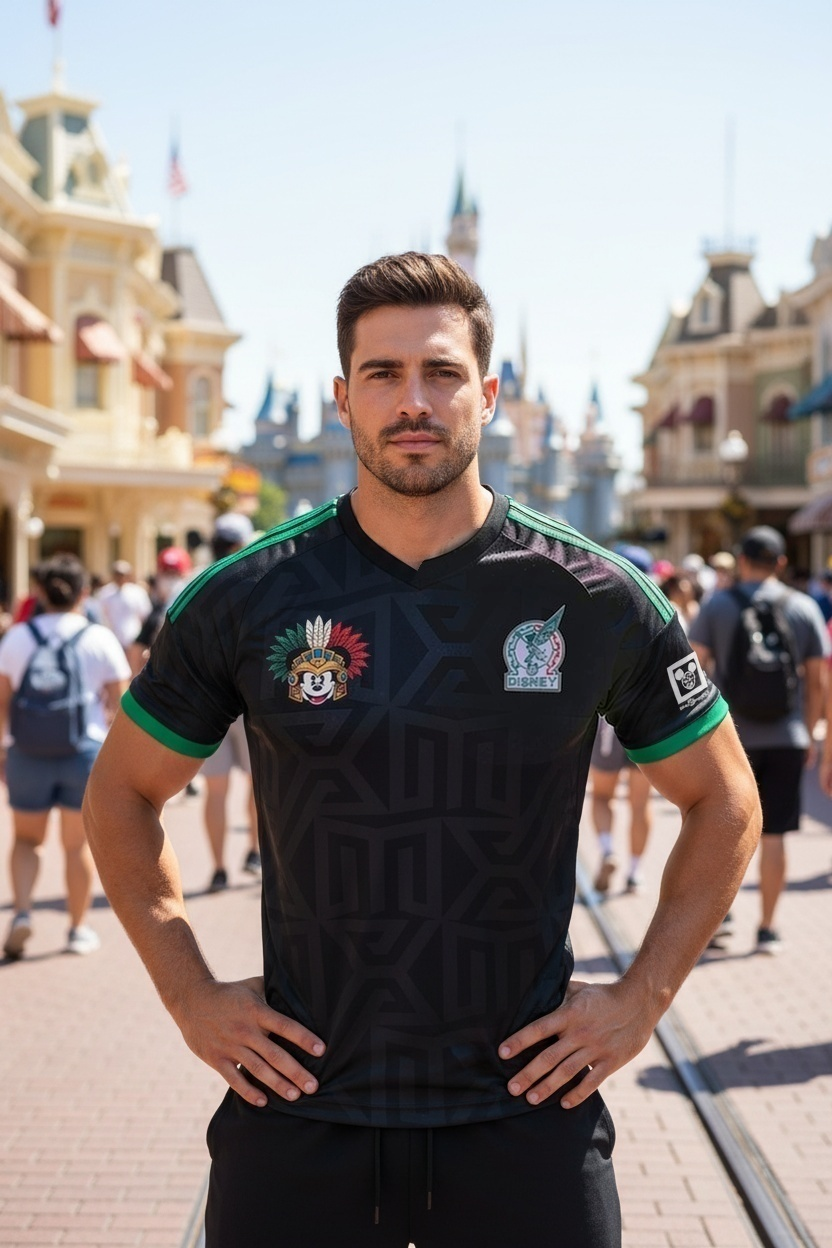Mexico Soccer Jersey (DW 71 Black) fitted style