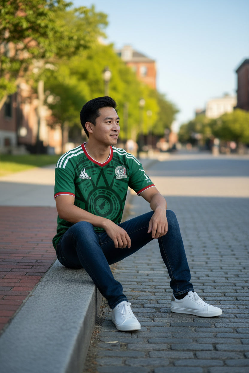 Mexico Soccer Jersey (Green) fitted style