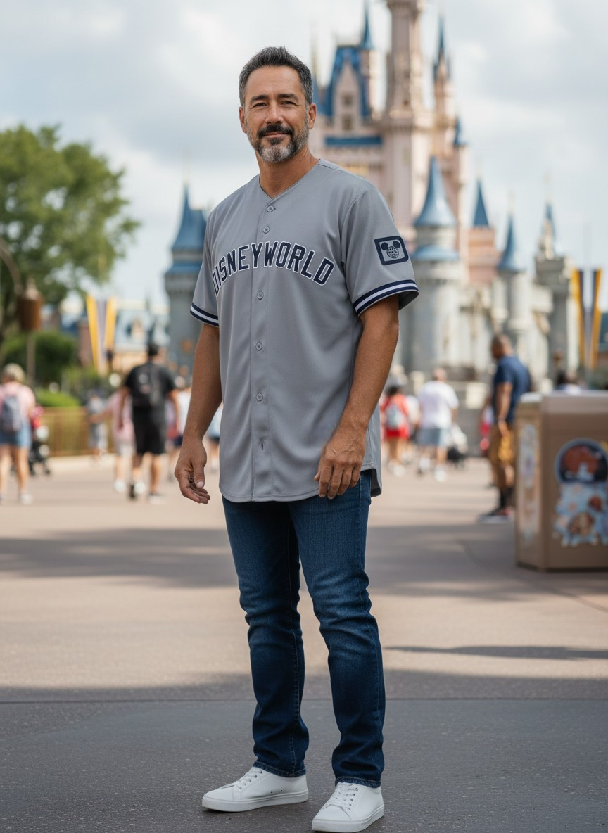 Disney World (Yankees Style) Embroidered Baseball Jersey