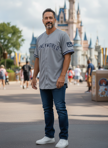 Disney World (Yankees Style) Embroidered Baseball Jersey
