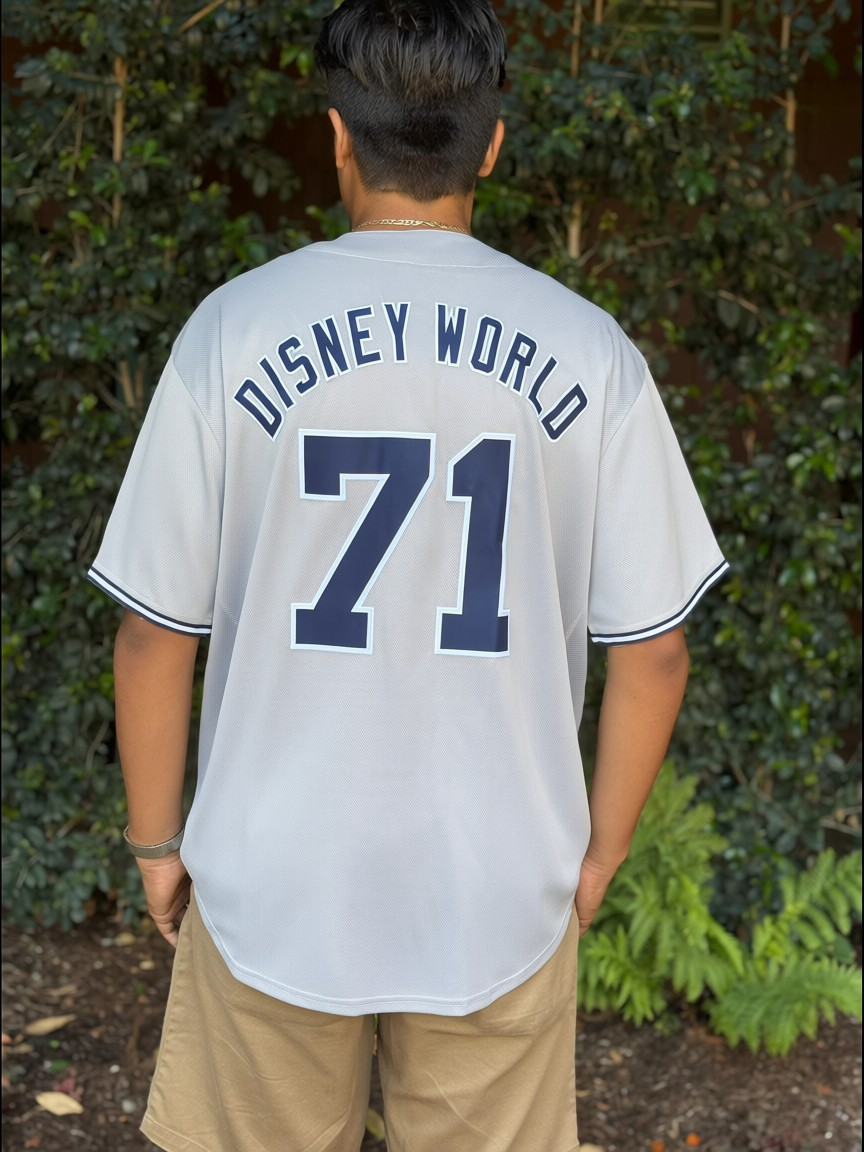 Disney World (Yankees Style) Embroidered Baseball Jersey