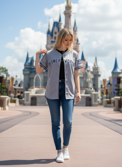 Disney World (Yankees Style) Embroidered Baseball Jersey