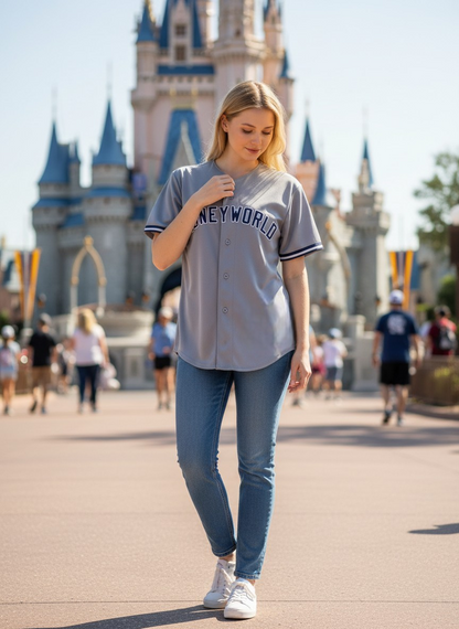 Disney World (Yankees Style) Embroidered Baseball Jersey