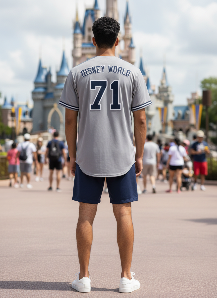 Disney World (Yankees Style) Embroidered Baseball Jersey
