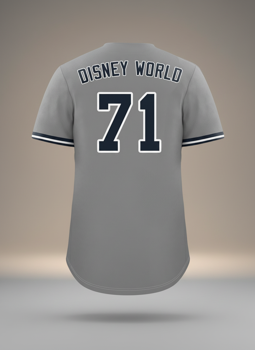 Disney World (Yankees Style) Embroidered Baseball Jersey