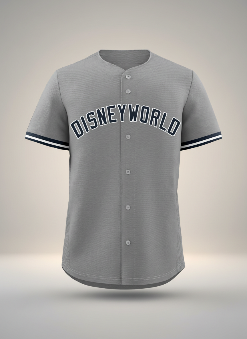 Disney World (Yankees Style) Embroidered Baseball Jersey