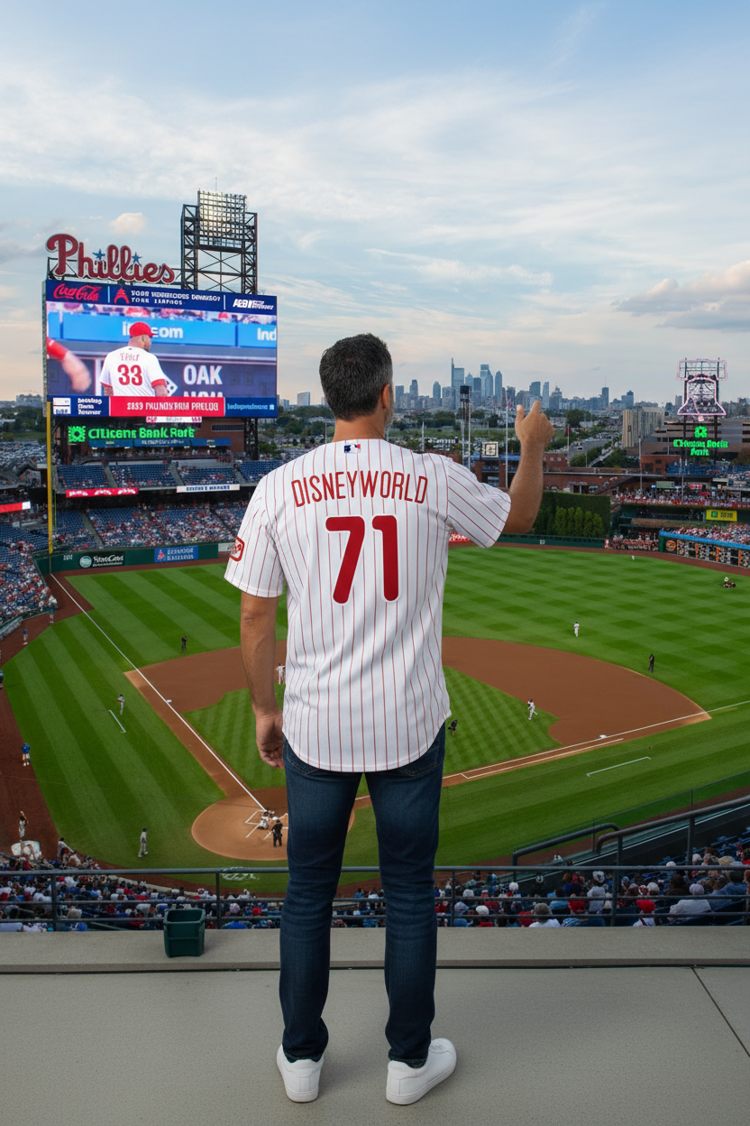 Baseball Jersey Embroidered Jersey (Phillies White)