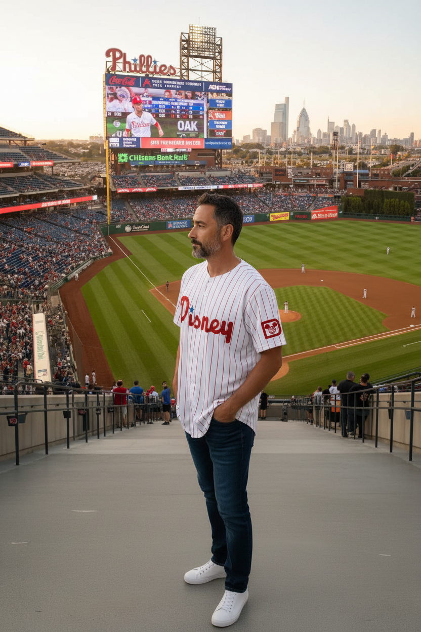 Baseball Jersey Embroidered Jersey (Phillies White)