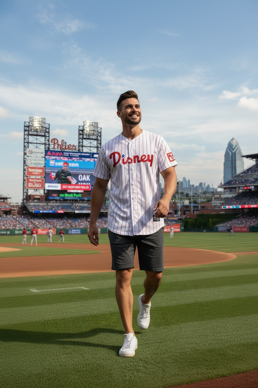 Baseball Jersey Embroidered Jersey (Phillies White)