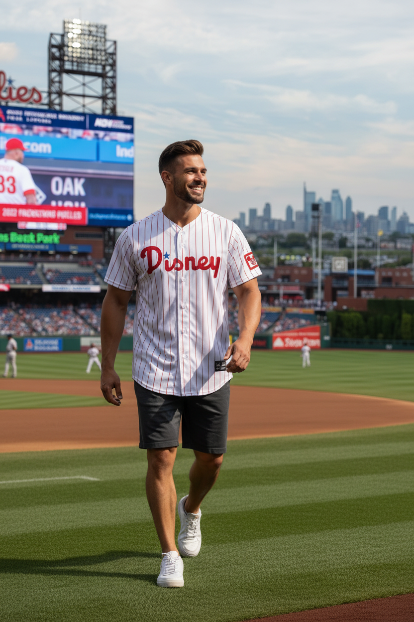 Baseball Jersey Embroidered Jersey (Phillies White)