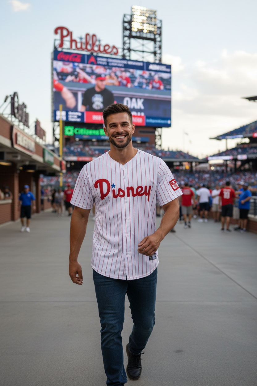 Baseball Jersey Embroidered Jersey (Phillies White)