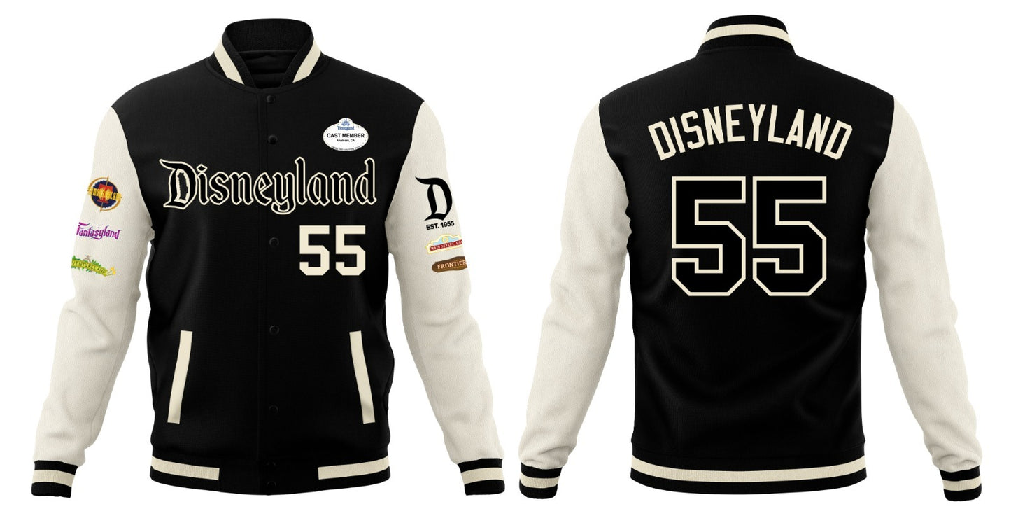 Disneyland Vintage Letterman Jacket w/stitched patches on TAN SLEEVES