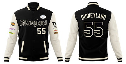 Disneyland Vintage Letterman Jacket w/stitched patches on TAN SLEEVES