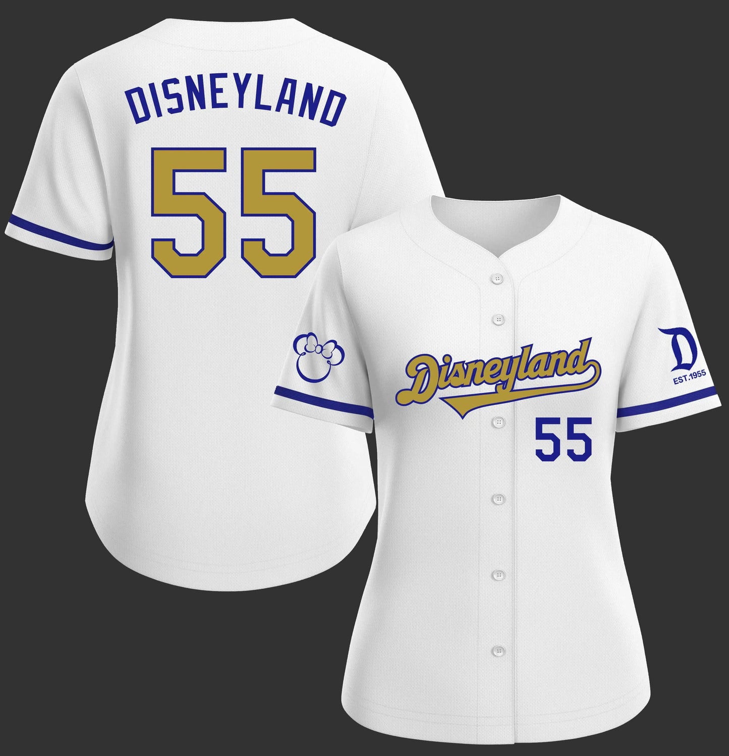 Disneyland White & Gold Baseball Jersey WOMEN'S Limited EDITION (Embroidered)