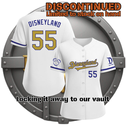 Disneyland White & Gold Baseball Jersey WOMEN'S Limited EDITION (Embroidered)